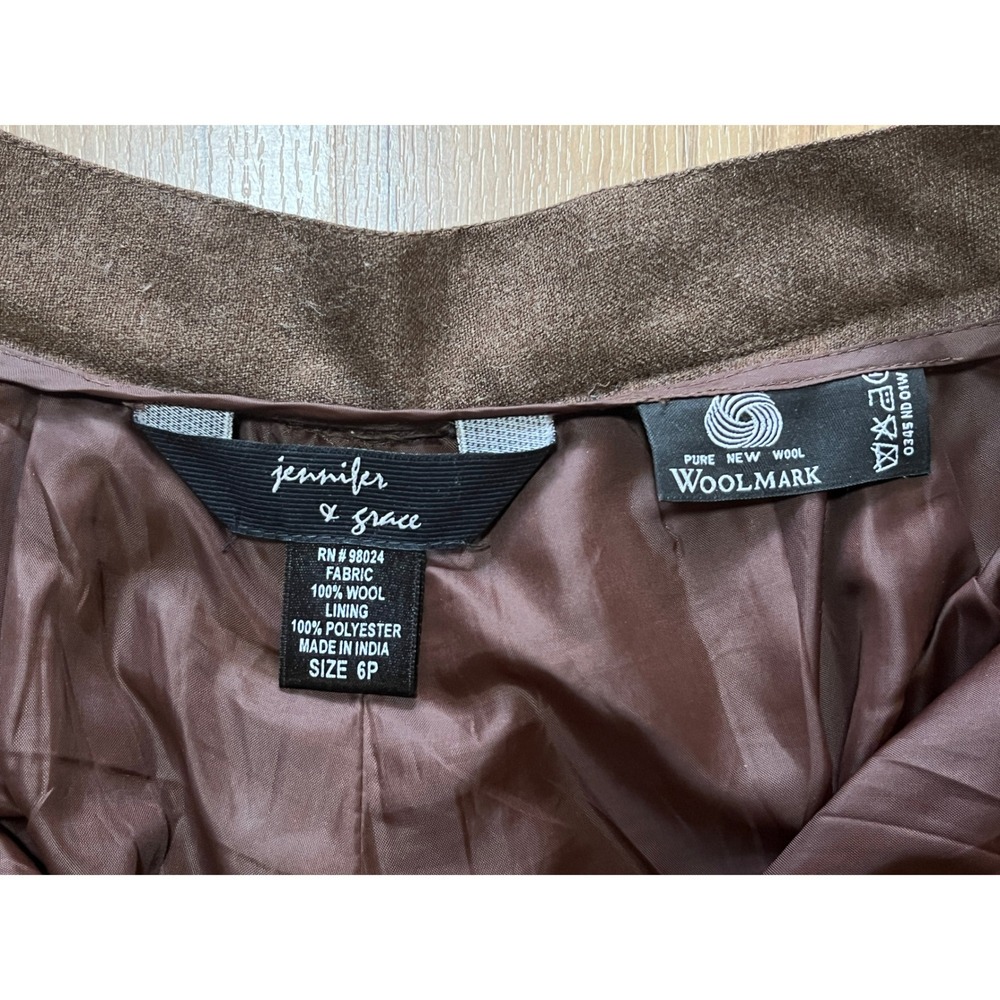 Vintage 100% Wool Trousers Pants Womens 6 Petite Brown High Rise Lined Classic - Picture 4 of 11